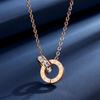 Whole Body Titanium Steel Electroplated 18K Roman Numerals Double Ring Necklace Light Luxury Titanium Steel Collarbone Chain Pendant Price
