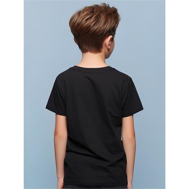 Boys Crew Neck Short Sleeve T-Shirt with Cartoon Blue Axolotl Print