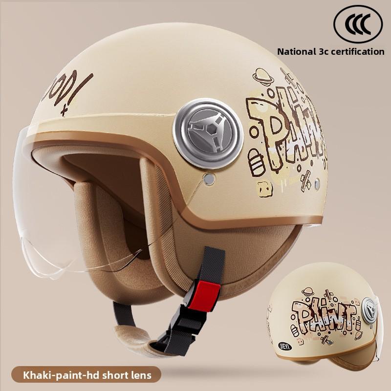 Winter Battery Car Motorcycle Retro Hard Hat Half Helmet Full Helmet Electric Vehicle Certified Helmet Men and Women