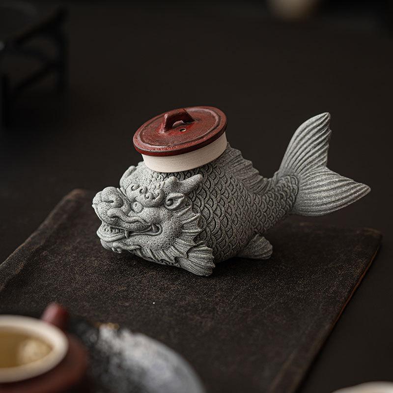 Fish Transformed Into Dragons Tea Pet Chinese-style Creative Ornaments Exquisite Sandstone Fish Tank Landscaping Desktop Decor