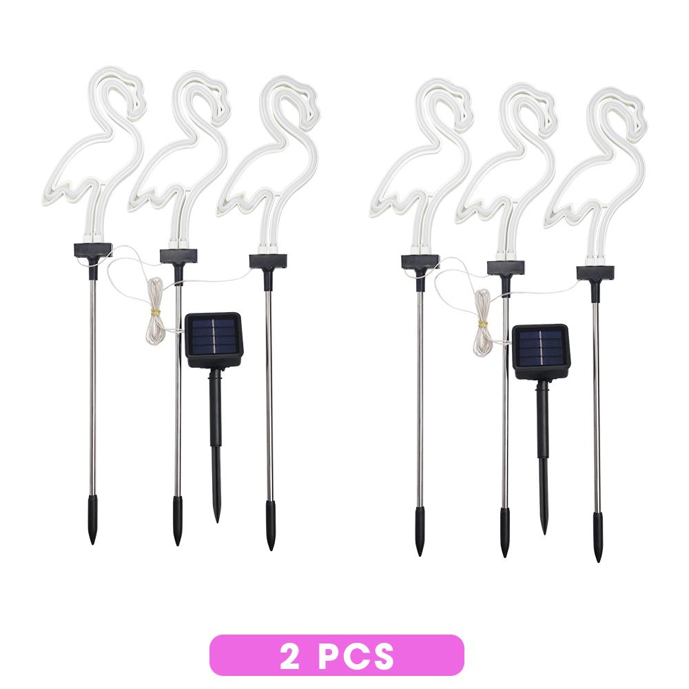3pcs/Set Flamingo Neon Signs Light Solar Garden Decor Waterproof Stake Lawn Lamps Gift Courtyard Wedding Party Festival Decor