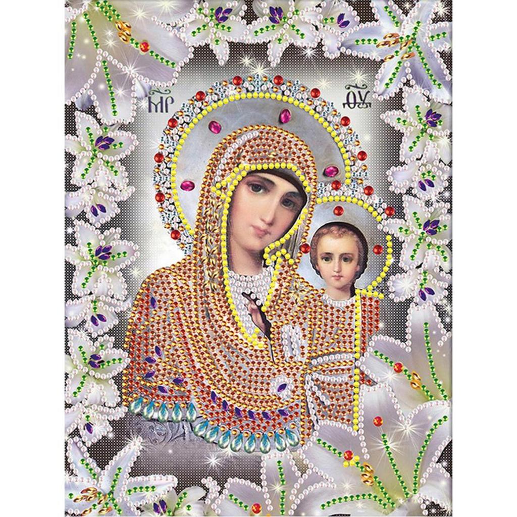 Náboženské Držadlo 5D Speciální Tvar Malba Vyšívání Ruční práce Kamínky Křišťál Kříž Řemeslo Šicí Sada DIY