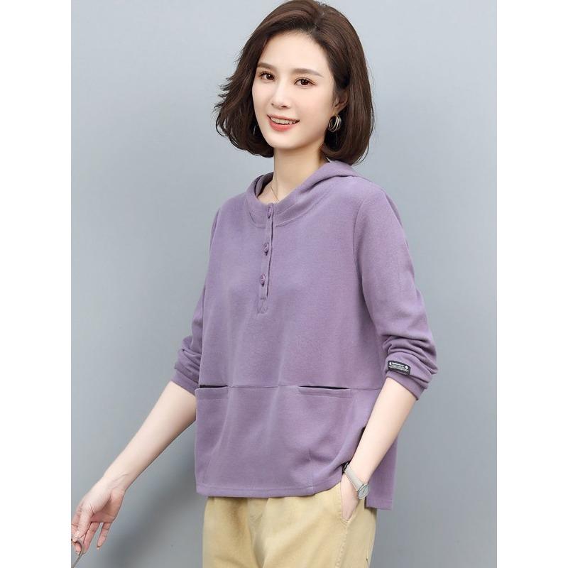 Damen Sweatshirts Frühling Herbst Kurz Modern Altersreduzierend Vielseitig Lässig Dünn Kapuzenoberteile