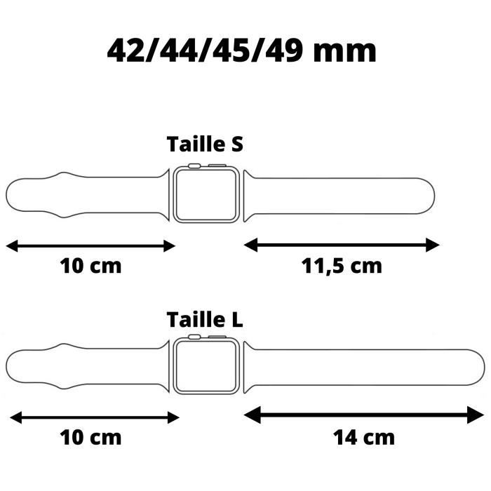 [Compatible Apple iWatch 44 mm] Bracelet Silicone Blanc Souple Taille S-M Sport Mixte Remplacement Montre