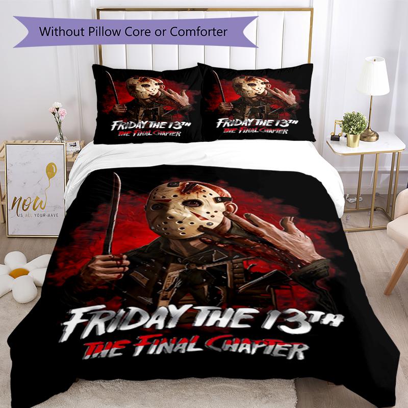 3pcs Friday the 13th Bedding Set Duvet Cover Closure Includes 1 Duvet Cover & 2 Pillowcases, Soft and Comfortable for All Seasons.