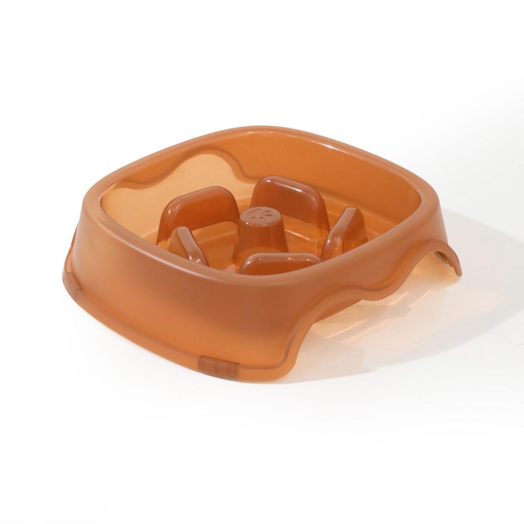 

Миска для домашних животных квадратная полупрозрачная нескользящая медленная кормушка для собак кошек и коричневый