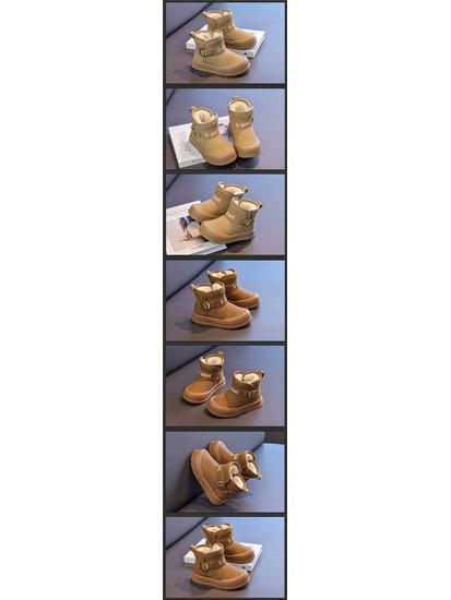 Boys' Waterproof Leather Snow Boots with Fleece – All-Season Warm Cotton Footwear