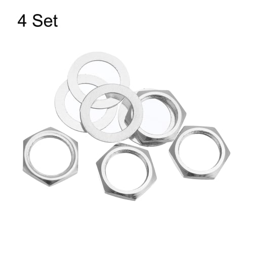 uxcell Guitar Nuts and Washers, M9 Guitar Input/Output Jack Socket Nuts, Silver, for Guitar and Bass, Set of 4