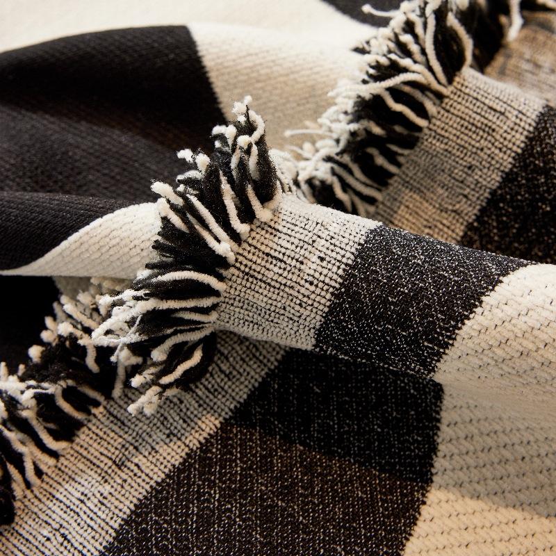 Chenille Black and White Chessboard Plaid Sofa Cushion Sofa Cover Four Seasons Universal Simple Black Cushion Backrest Towel Cover Cloth