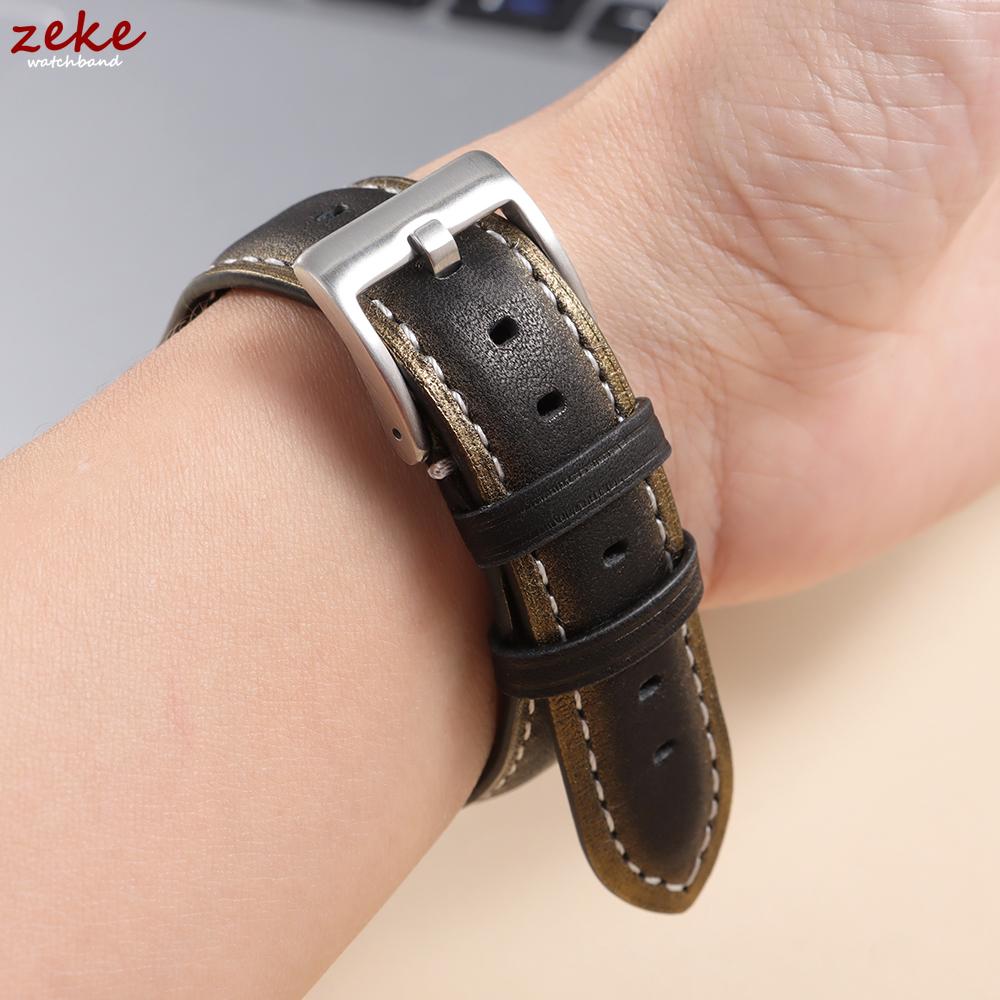 20mm 22mm Universal Vintage Oil Wax Leather Watch Straps Brown Head Layer Watch Band Quick Release Bracelet Men with Pin Buckle
