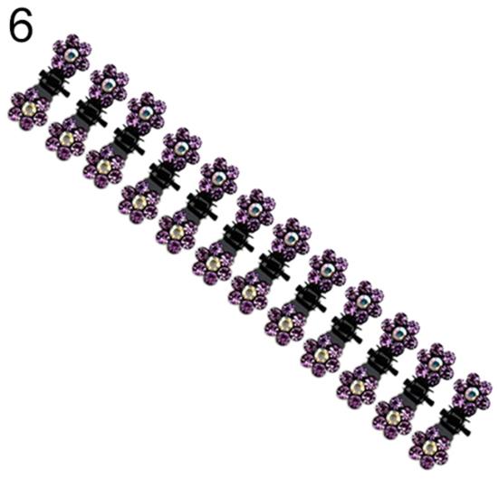 12 Pcs Bride Crystal Flower Mini Hair Claw Clamp Hair Clip Pin Hair Accessory