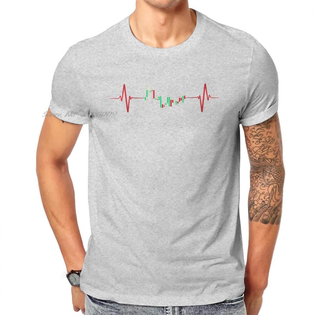 Wallstreetbets Stock and Option Trading Trader Heartbeat Classic Tshirt Graphic Men's Streetwear Tops Plus Size Cotton T Shirt