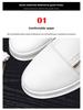 2024 Men's Summer Leather High-Top Sneakers: Breathable, Thick-Soled White Casual Shoes