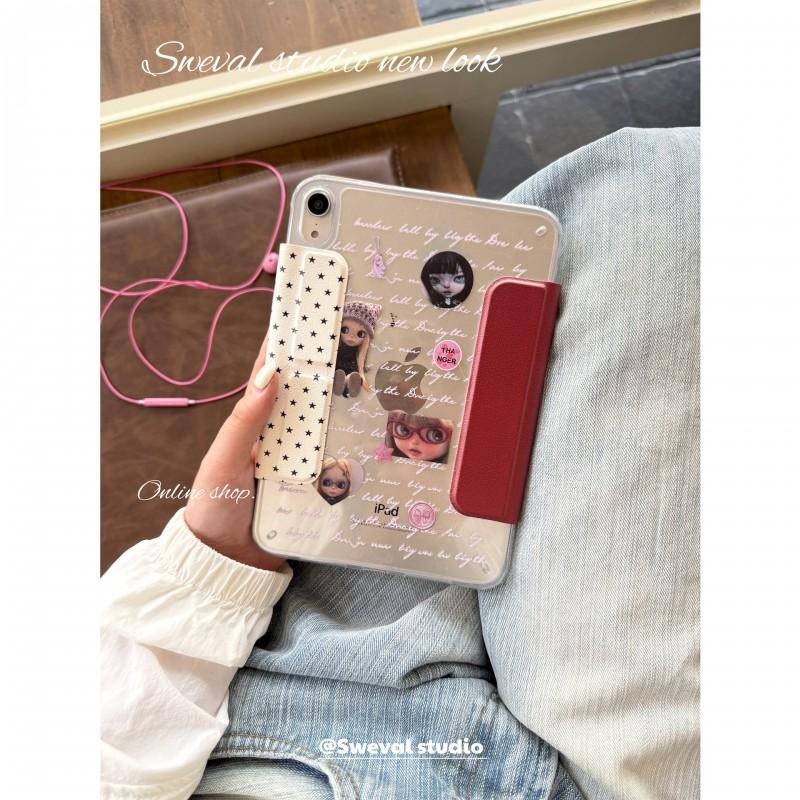 Cartoon Girl Polka Dot IPad Case With Side Slot Stand Mini 6/7 8.3inch Air 4/5/6 10.2/10.9/11inch Pro 11/13inch