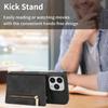 For iPhone 16 Pro Case Zipper Pocket Wallet Kickstand Phone Guard Cover
