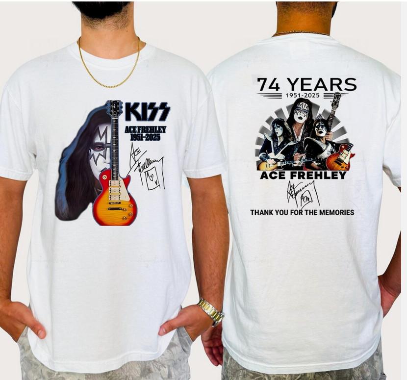 Ace Frehley Legendäres 1951-2025 Erinnerungen Signatur T-Shirt