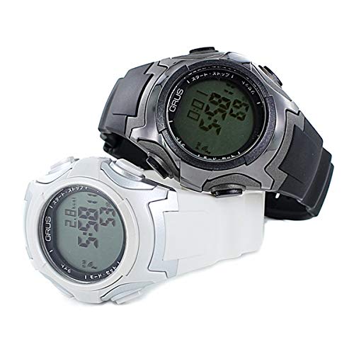 GRUS Radio-Controlled Walking Watch with Step Count and Stride Tracking, Lightweight, Unisex, for Men and Women (GRS005-02/White)