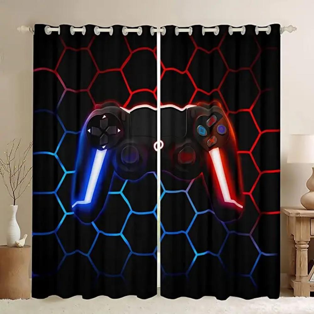 2 Pieces 3D Patterned Video/TV Game Player Printing Living Room Space Game Handle Drapes For Kids Room Decoration Drapes