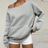 Women's Casual Fashion Solid Color Off-shoulder Long-sleeved Loose Sweatshirt With Pockets