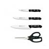 Coffret couteaux et ciseaux - arcos - maitre - lame inox nitrum - manches pp noir rivetés - 3 couteaux + ciseaux