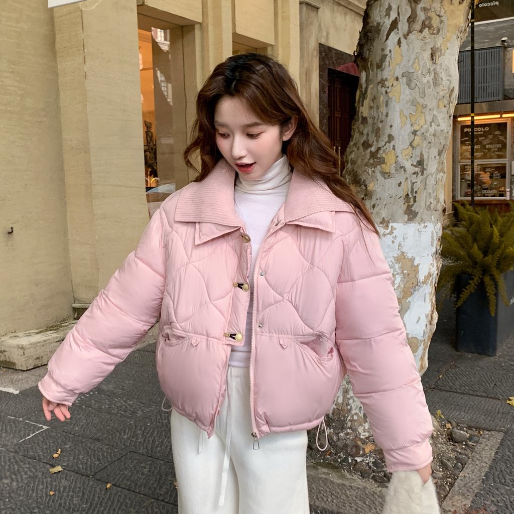 Winter New Knitted Collar Splicing Cotton Clothes Women's Korean Version Loose and Versatile Fashion Warm Cotton-padded Clothes