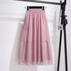 Women Swing Tulle Skirts Woman Elegant Pleated Tutu High Waist Solid Color Skirt Female Clothes
