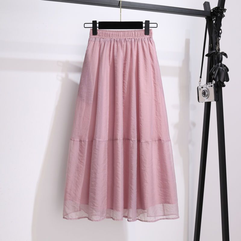 Women Swing Tulle Skirts Woman Elegant Pleated Tutu High Waist Solid Color Skirt Female Clothes