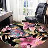 1pc Butterfly Floral Pattern Carpet, Round Non Slip Durable Large Size Office Carpet, Suitable for Office