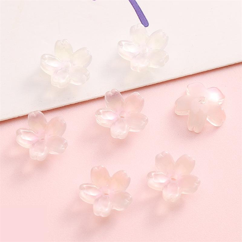 Glass Gradient Cherry Blossom Three-dimensional Accessories Beading Accessories Handmade Diy Bracelet Spacer Beads Accessories Strings Loose Beads