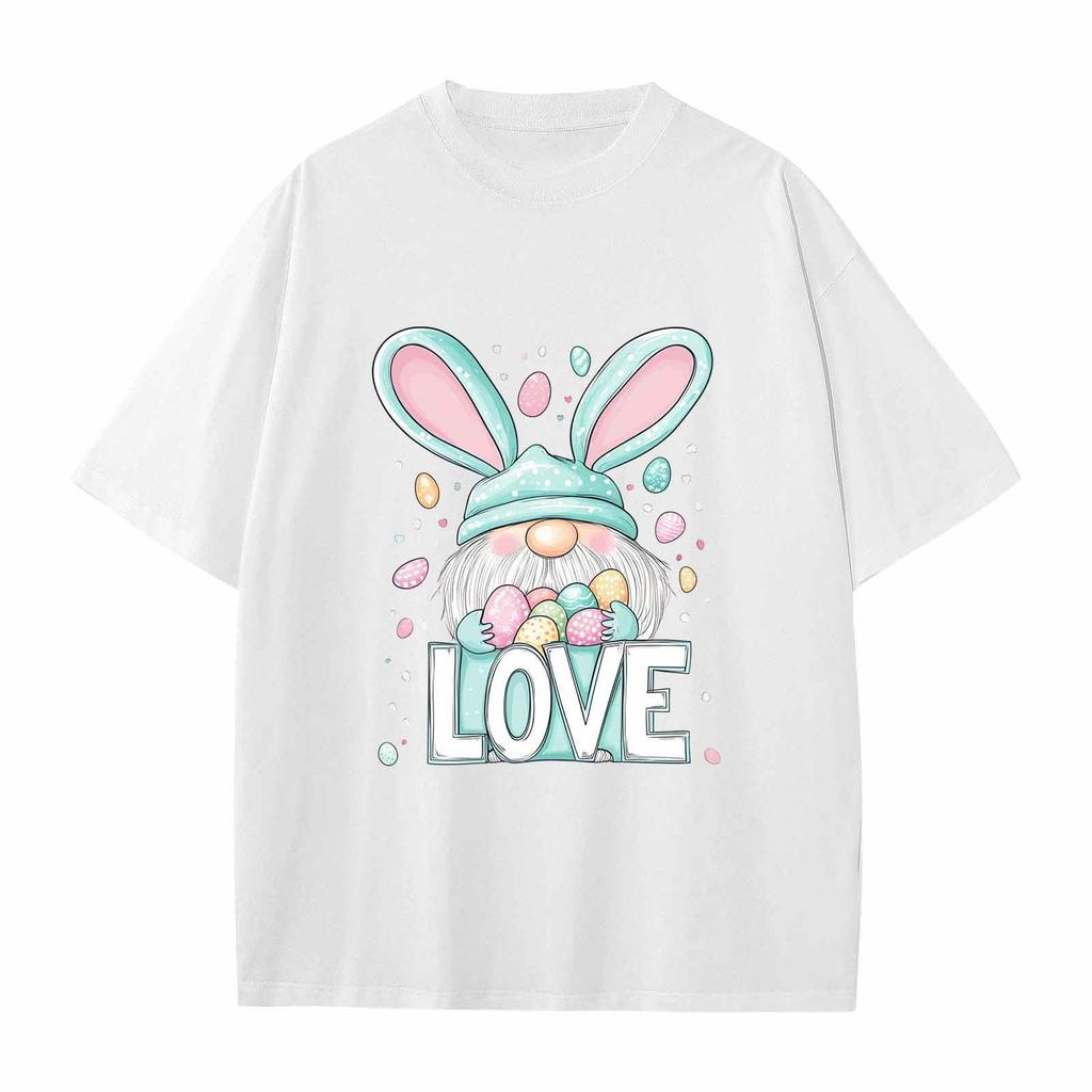 Boys And Girls Casual Loose Easter Print T-Shirt Round Neck Pullover Short Sleeve Top