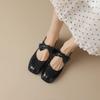 Fashion Women's New Spring and Autumn Round Head Elastic Strap Bow Middle Heel Large Mary Jane Retro Single Shoes