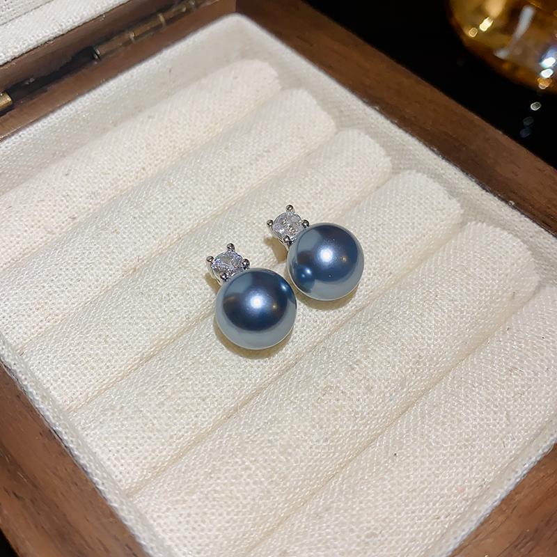 Exquisite Zircon Imitation Pearl Earrings Light Luxury French Stud Earring Elegant Party Bride Wedding Earring Jewelry Gifts K-