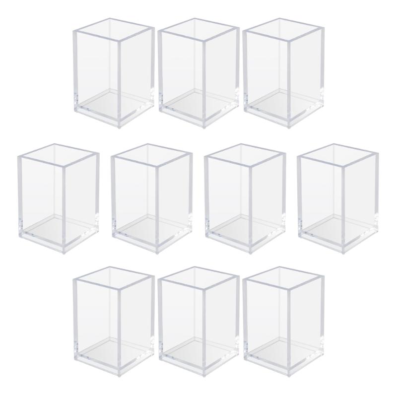 

10Pcs Desktop Pen Organiser Storage Container Stackable Clear Acrylic Pencil Cup For Makeup Brushes Marker Writing Tool чистый