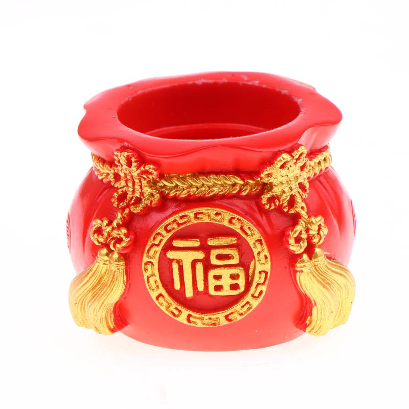 Fortunate Resin Chinese Money Bag Prosperity Figurine for Desk Home Wealth and Fortune Decor