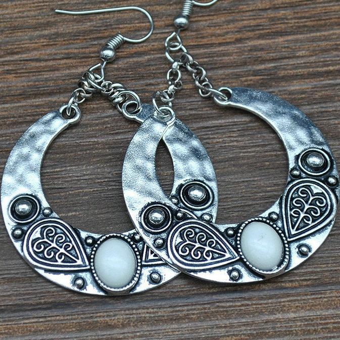 

Модные большие серьги-капли в стиле бохо для женщин, ювелирные изделия Brinco, винтажные резные тибетские серебряные богемные длинные серьги, букле д орей белый