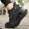 Men's Steel Toe Safety Shoes Anti Smash Anti Puncture Breathable Lightweight Work Boots Mid Top Outdoor Workshop Safety