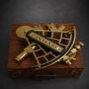 Brass Nautical Sextant with Wooden Box  Maritime Navigation Instrument Desk Decor