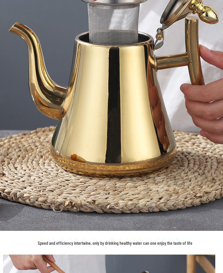 Stainless Steel European-Style Non-Magnetic Kettle Teapot with Filter – Universal for Household, Hotel, and Induction Cookers.