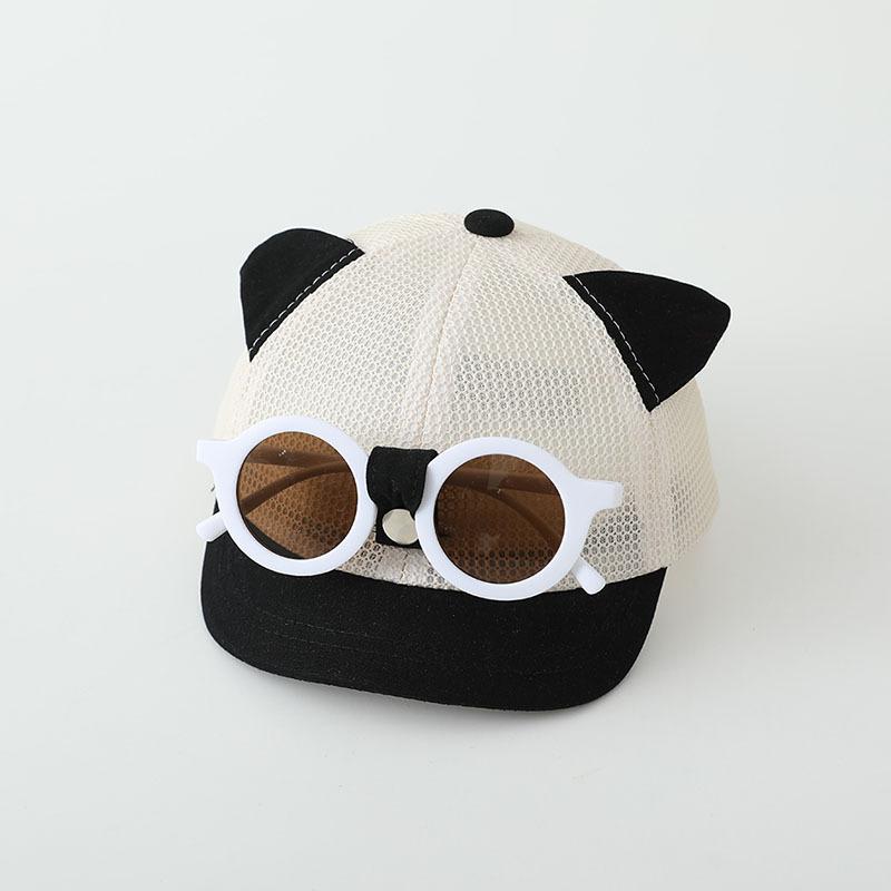 Cute Baby Baseball Cap With Detachable Sunglasses Summer Mesh Infant Duck Tongue Cap Kids Boys Girls Sun Hat