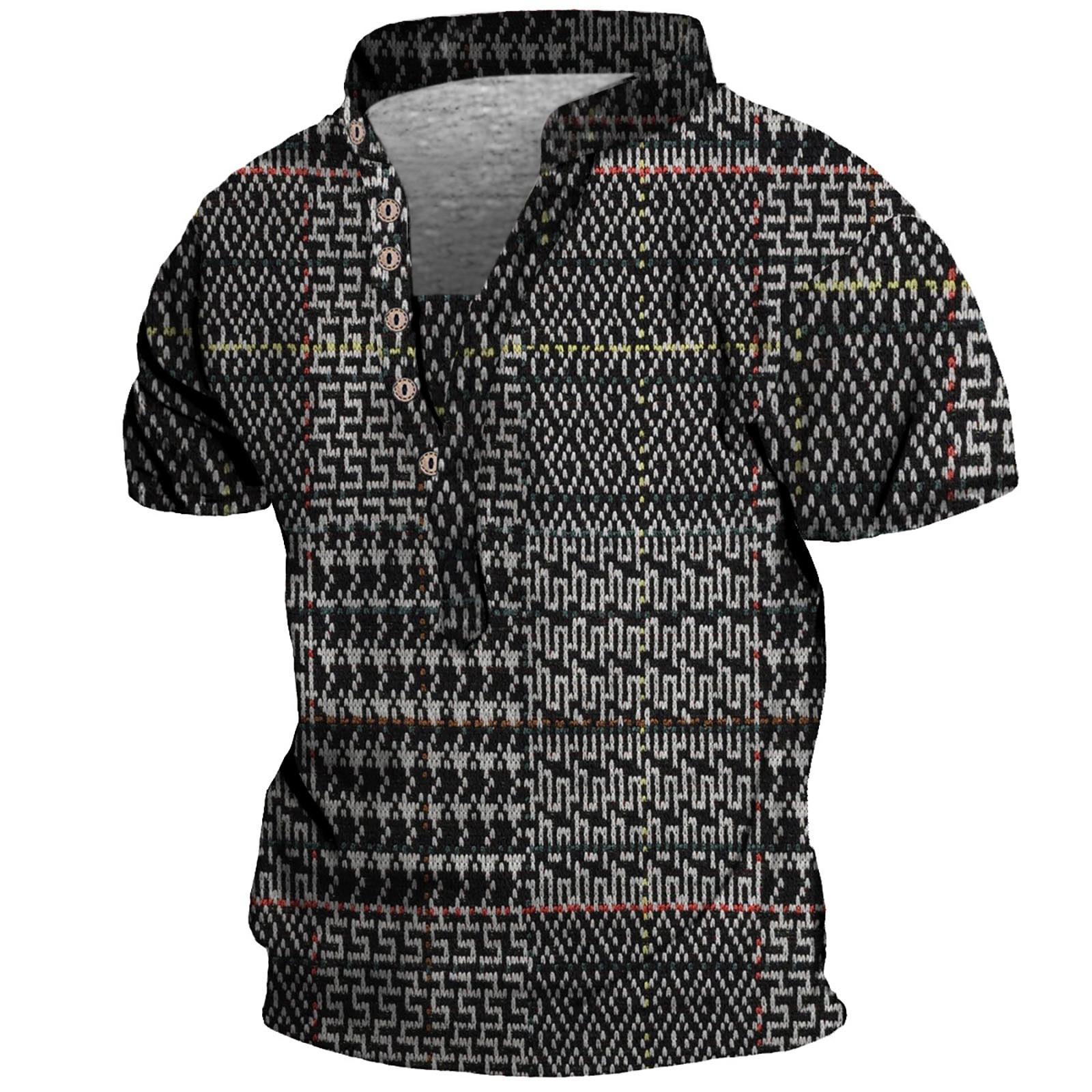 

Европейские и американские мужские винтажные топы с цифровой печатью и короткими рукавами XL чёрный