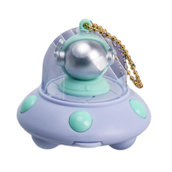 

Брелок для ключей «Летающая тарелка» в виде космического корабля с 8 узорами, проекция, вращающиеся милые разноцветные огни, подвесная игрушка со съемной цепочкой для детей и взрослых синий