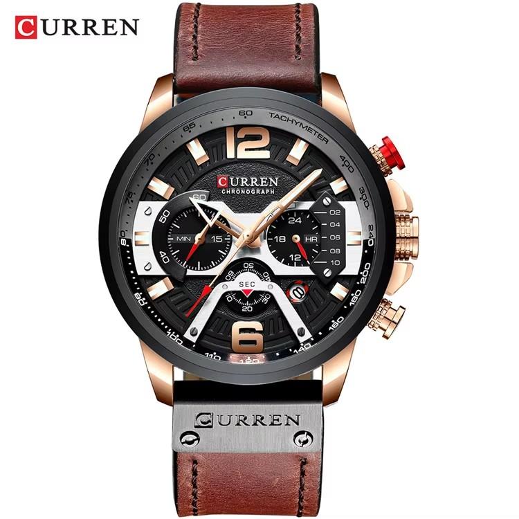 

CURREN Men s Casual Sports Watch Top Brand Luxury Military Leather Watch Fashion Chronograph Wristwatch чорний/коричневий