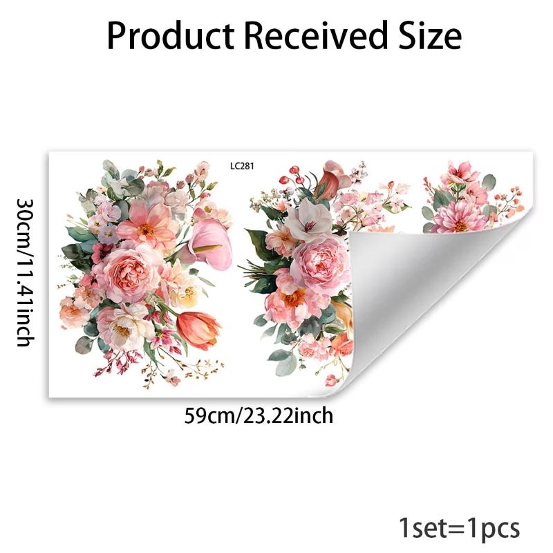 Waterproof Floral Toilet Decals With Vivid Pattern And Self Adhesive Perfect For Bathroom Home Decoration