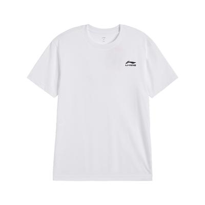 Li-Ning Camiseta Casual Confortável Solta de Manga Curta com Gola Redonda Estampada com Logo de Letra Unissex Tops Branco AHSVA55-2
