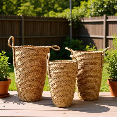 Gras geflochtener Blumenkorb große Vase Schmuckstück Wohnzimmer Blumenarrangement Zigeuner Trockenblumen moderner einfacher Rattan Blumentopf