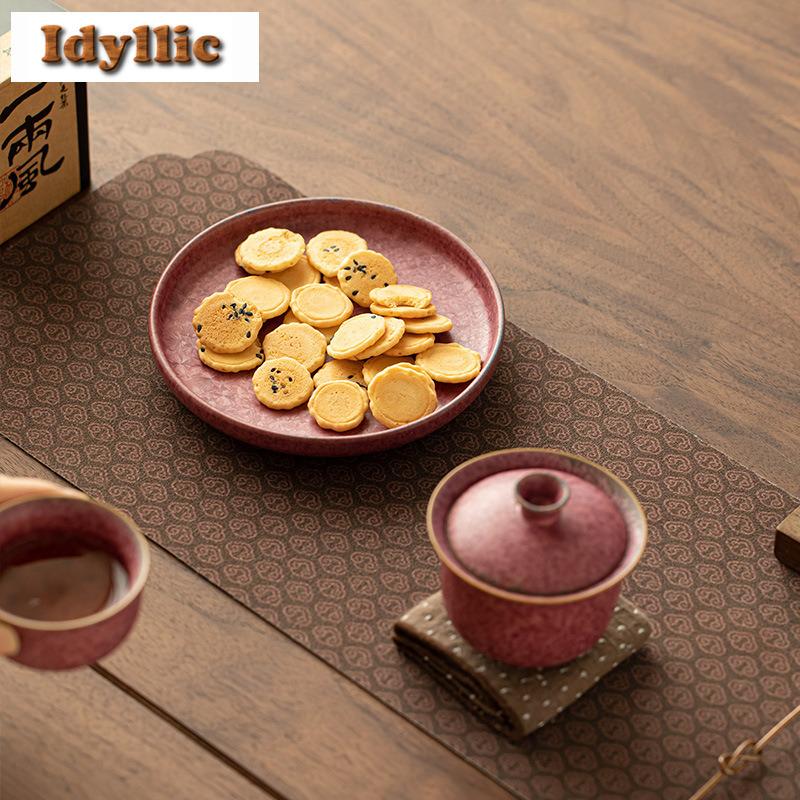 120ml Crystalline Glaze Kiln Turned Purple Flower Gaiwan Vintage Tea Tureen Tea Bowl with Lid Kit Tea Maker Cover Bowl Tableware
