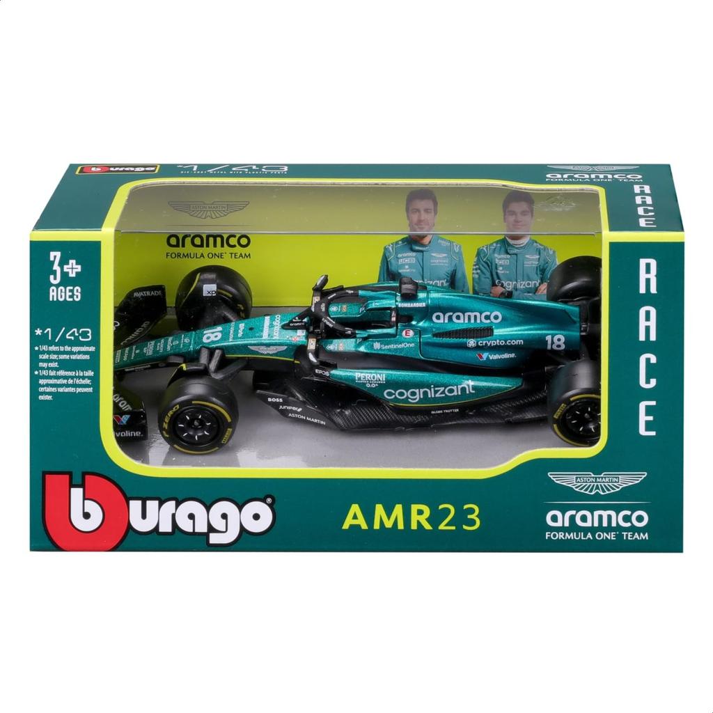 Bburago 2023 Model 1/43 Scale F1 Aston Martin AMR23 #18 Lance Stroll / Race Sports Car Diecast Model Car 18-38090 (#18)