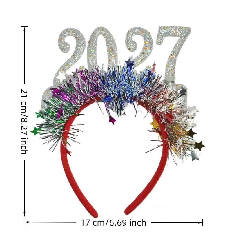 Christmas Light Up Headband 2027 Cute Glitter Hair Hoop New Year Eve Costume Party Accessory For Women Girls Holiday Dress Up