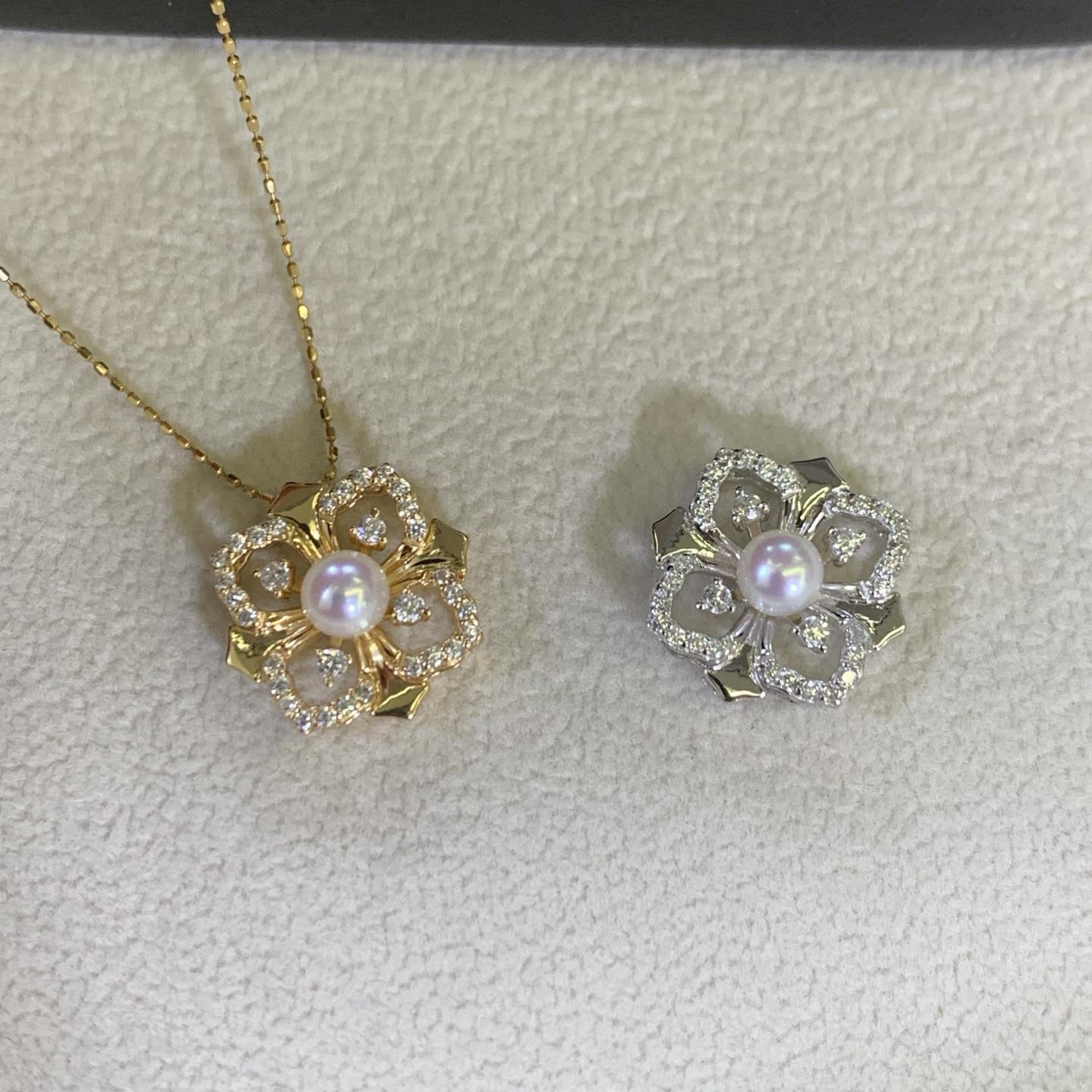 S925 Silver Four-Leaf Clover Pendant with White Zircon Inlay, 5-5.5mm Reference Beads (Chain Excluded) Yellow Silver 024330H