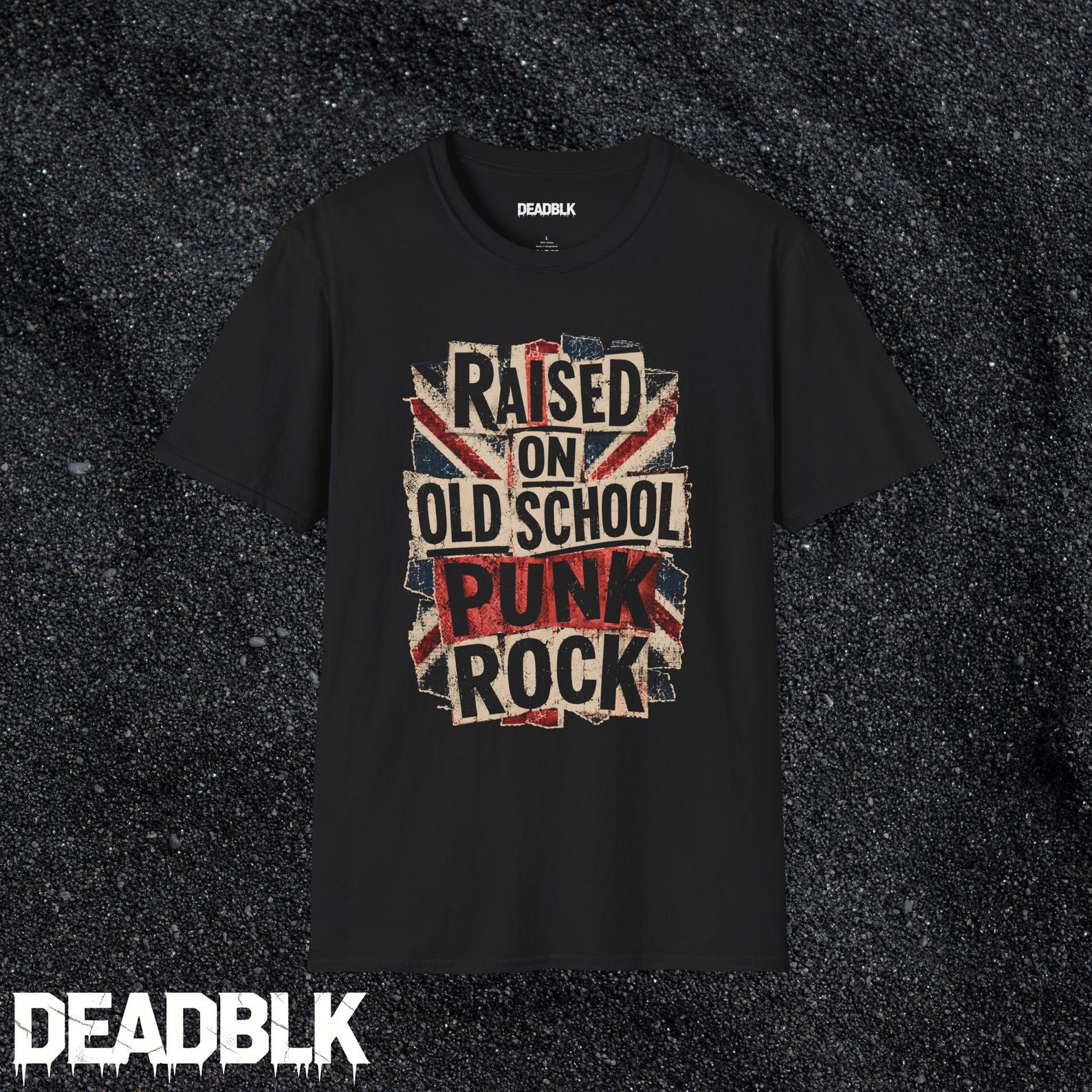 Raised on Old School Punk Rock T-Shirt | Union Jack Distressed S